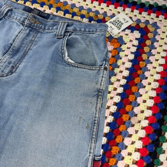 Vintage Y2K US Polo Assn Baggy Carpenter Denim Shorts Sz 36 - Picture 4 of 7